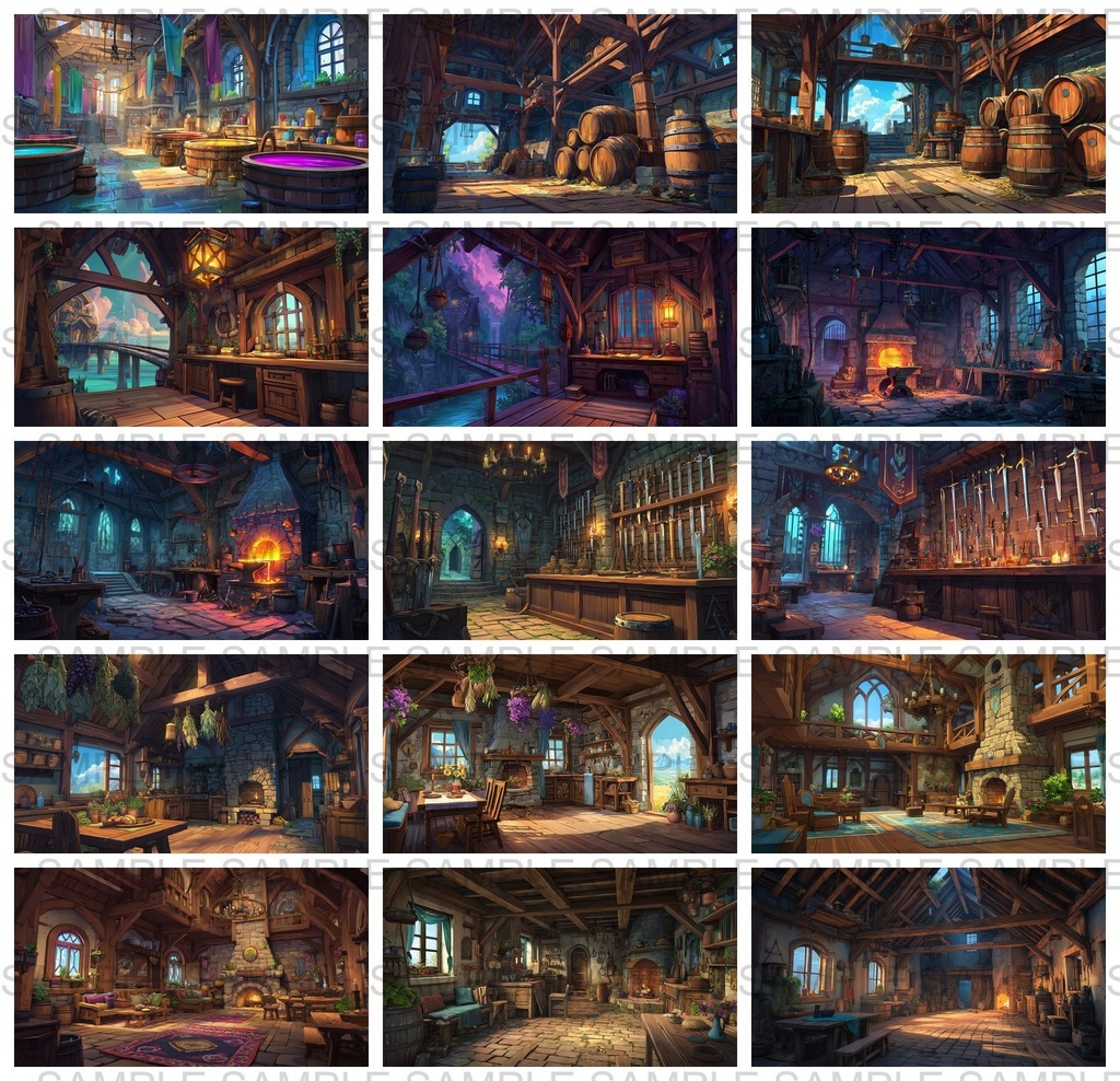 【 300枚】室内・部屋のファンタジー背景イラスト【著作権フリー画像】TRPG/ゲーム素材