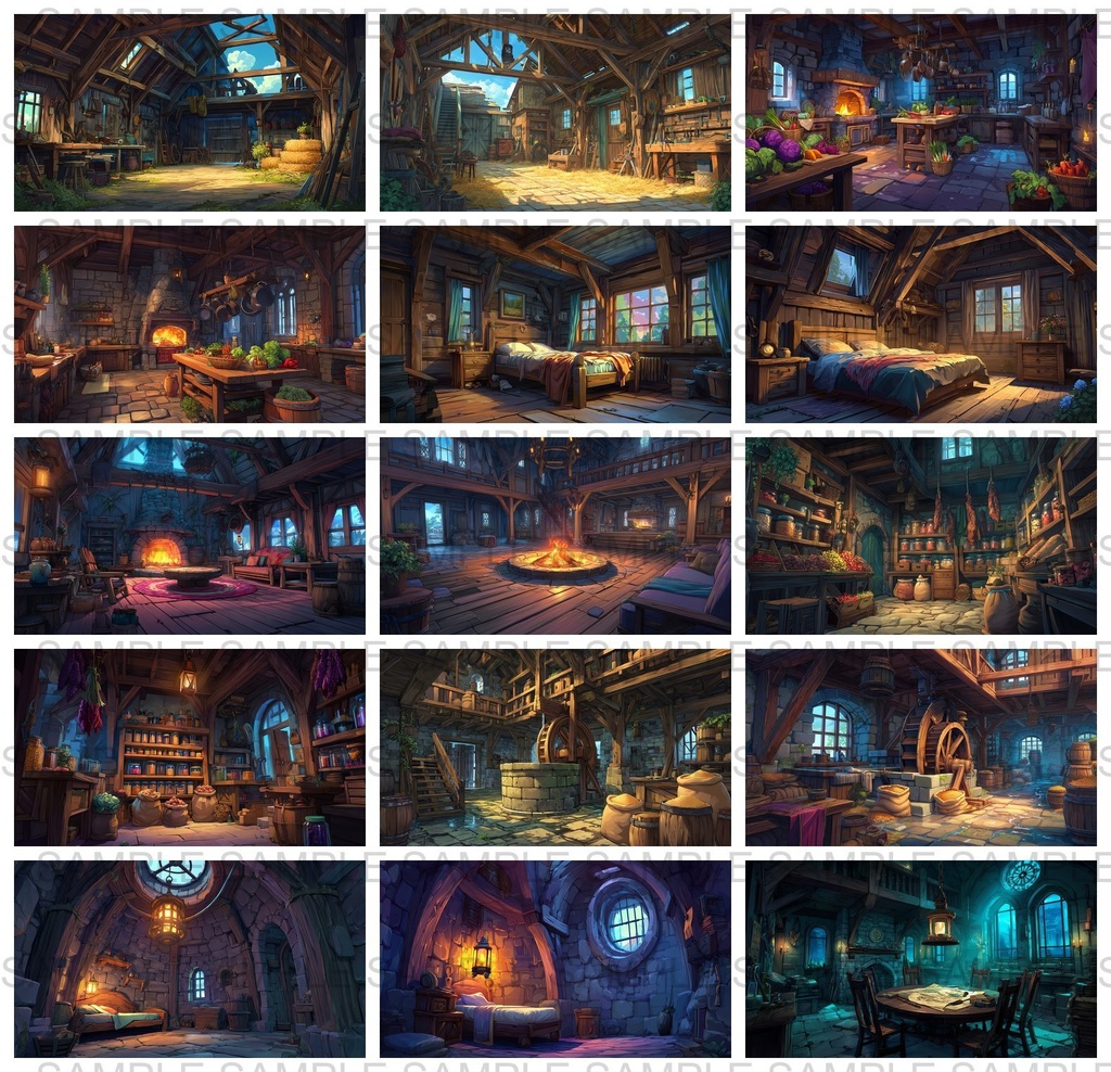 【 300枚】室内・部屋のファンタジー背景イラスト【著作権フリー画像】TRPG/ゲーム素材