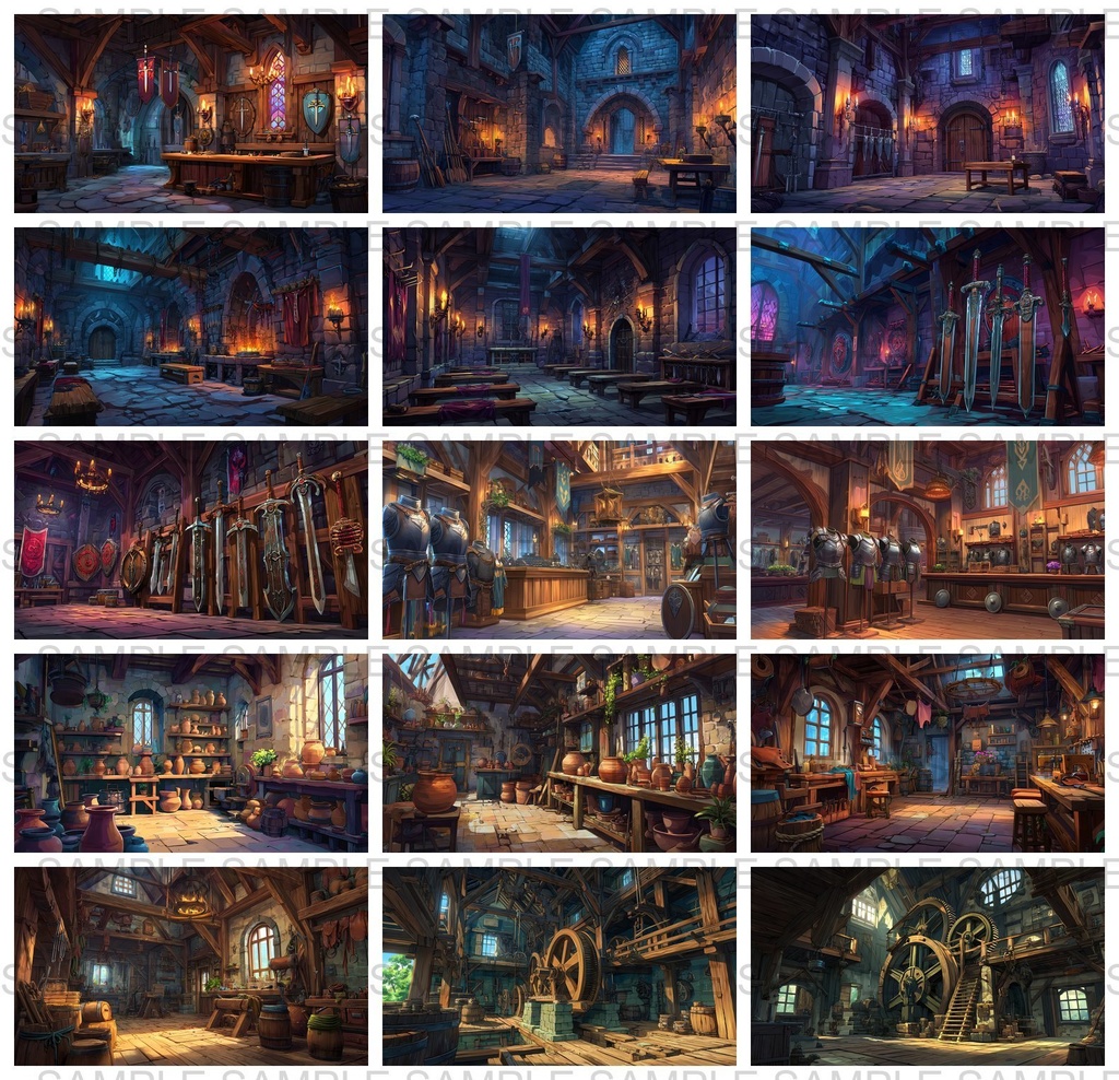 【 300枚】室内・部屋のファンタジー背景イラスト【著作権フリー画像】TRPG/ゲーム素材