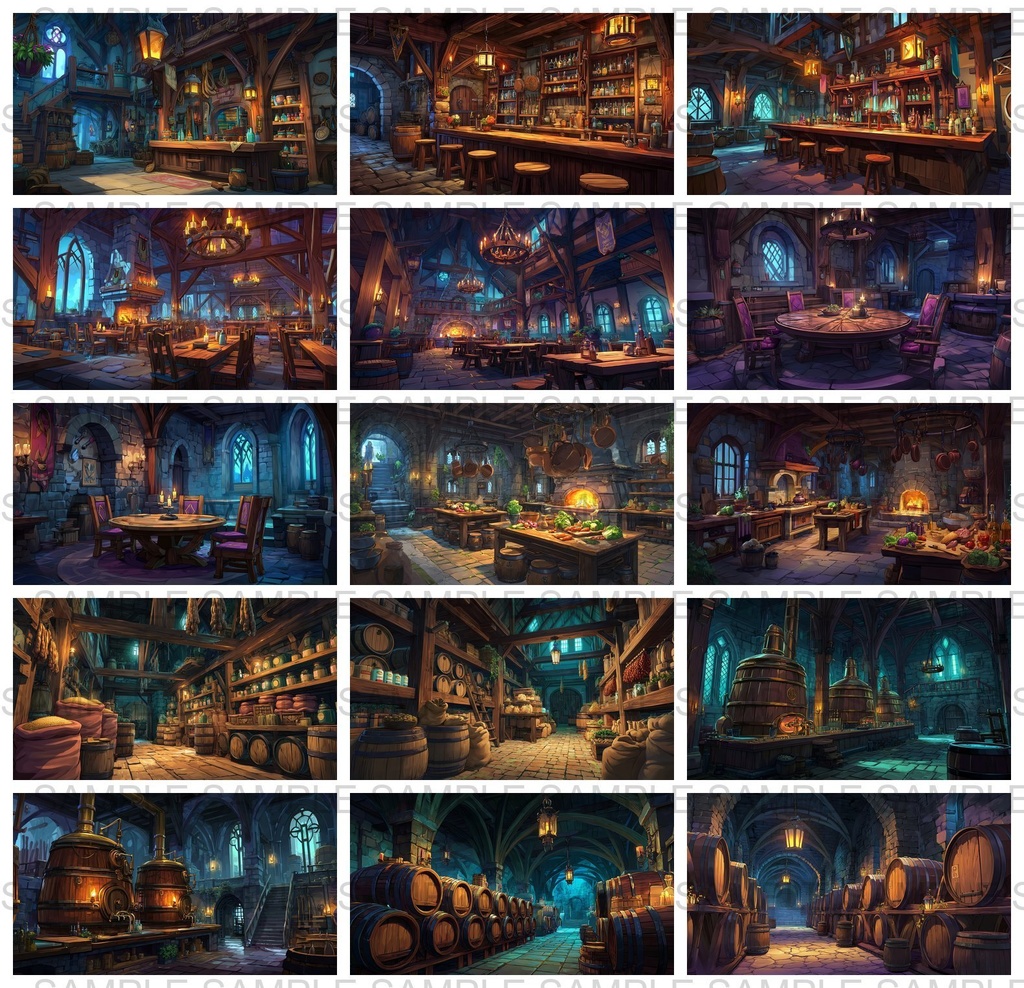 【 300枚】室内・部屋のファンタジー背景イラスト【著作権フリー画像】TRPG/ゲーム素材