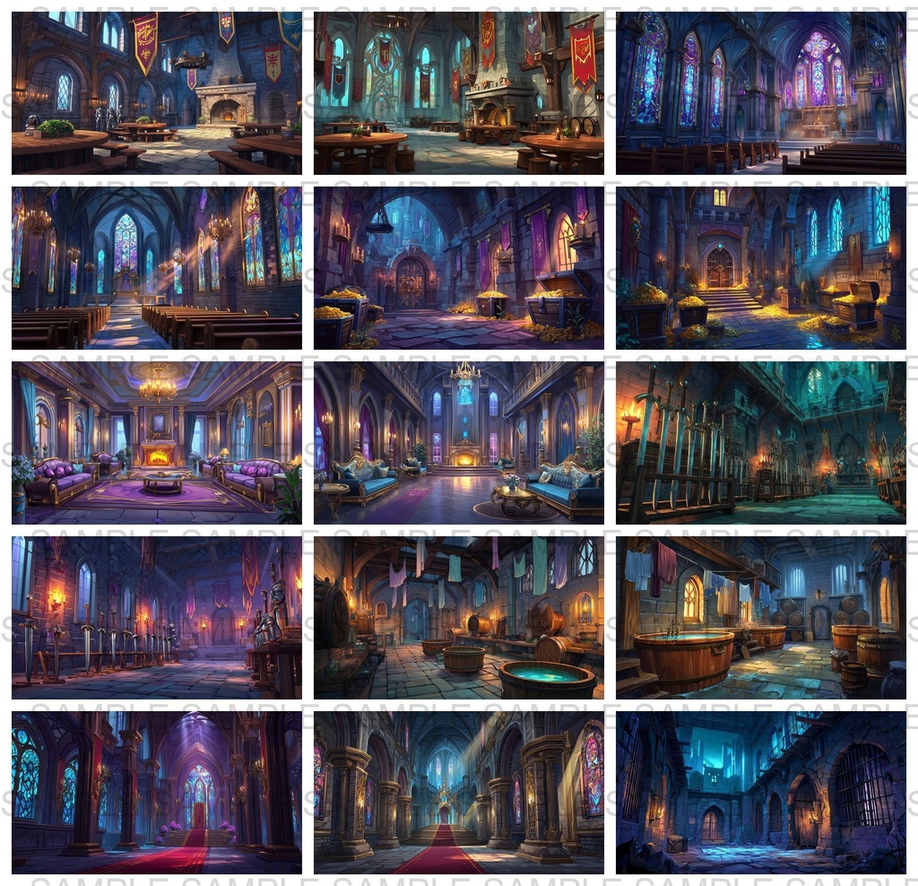 【 300枚】室内・部屋のファンタジー背景イラスト【著作権フリー画像】TRPG/ゲーム素材