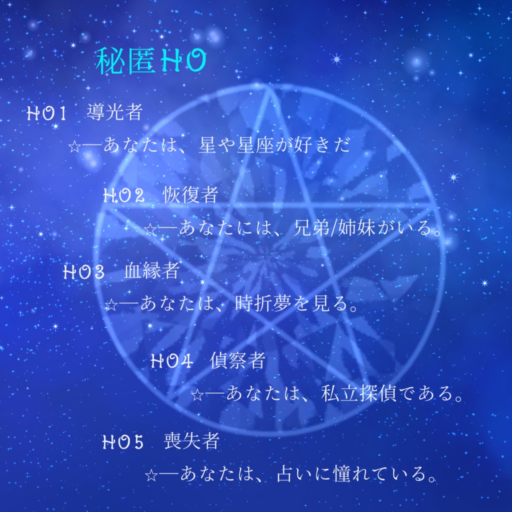 CoC6thシナリオ「ほしあわせ─Wish Upon YOU」