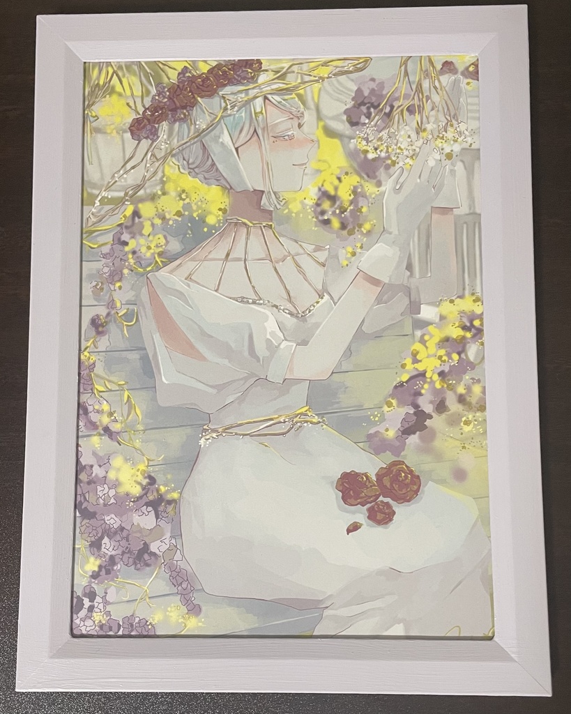 『花紡ぎの魔女』B5/額装/デジタル+アナログ加筆