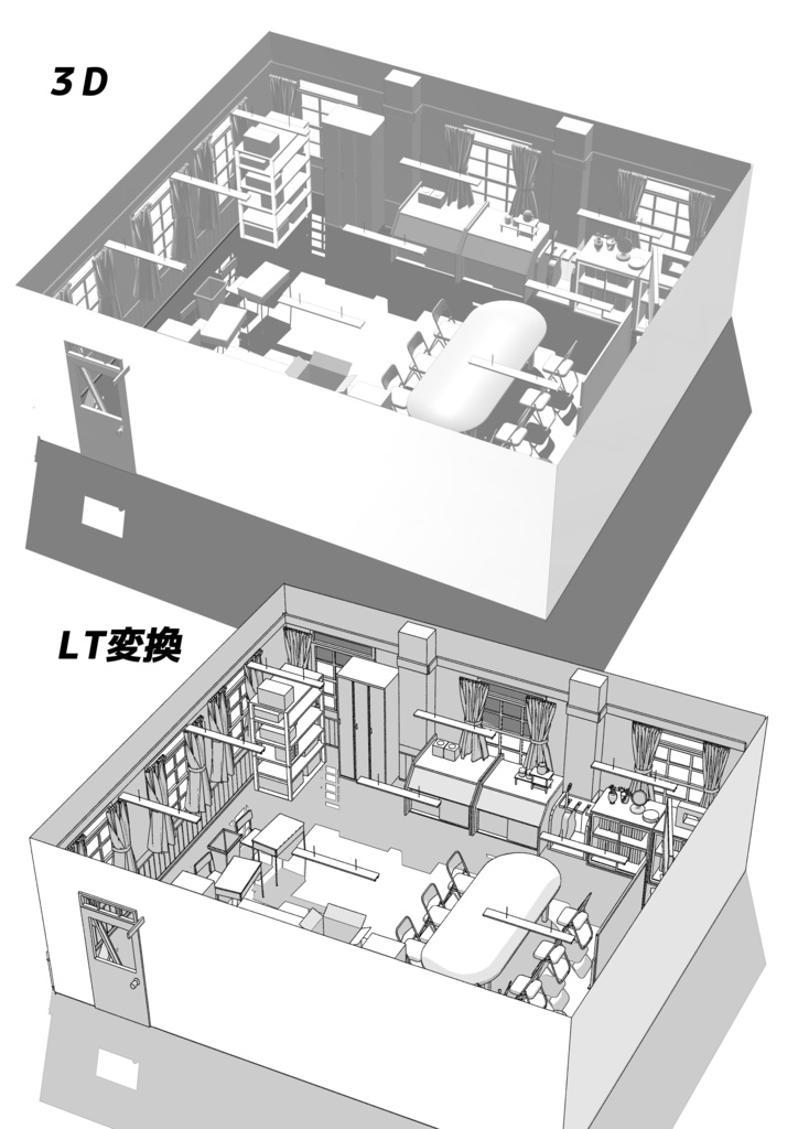 蓮ノ空女学院スクールアイドルクラブの部室の３Ｄモデル