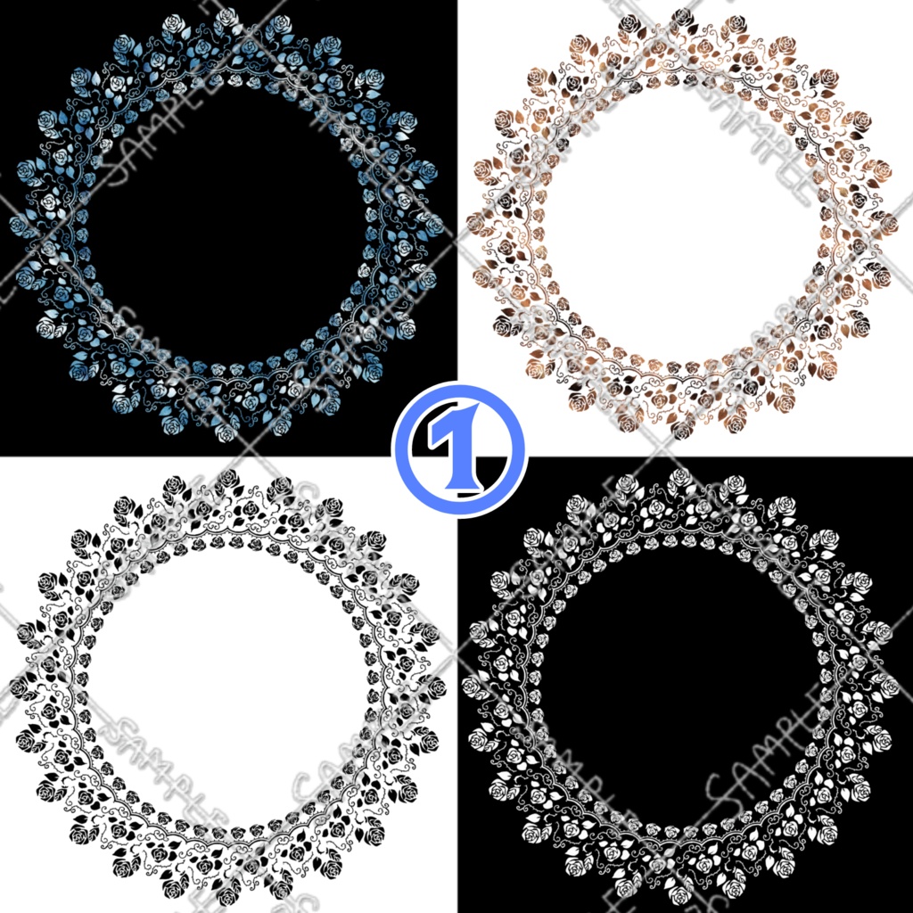 薔薇モチーフ円レース 3柄×4色セット