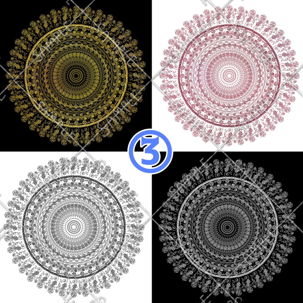 薔薇モチーフ円レース 3柄×4色セット