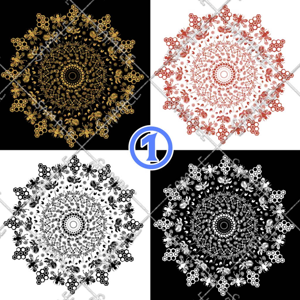 虫モチーフ 円形レース素材 3柄×4色セット