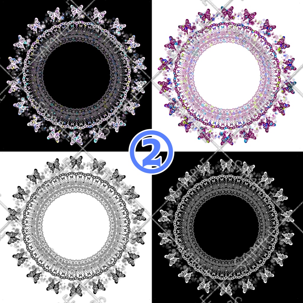 虫モチーフ 円形レース素材 3柄×4色セット