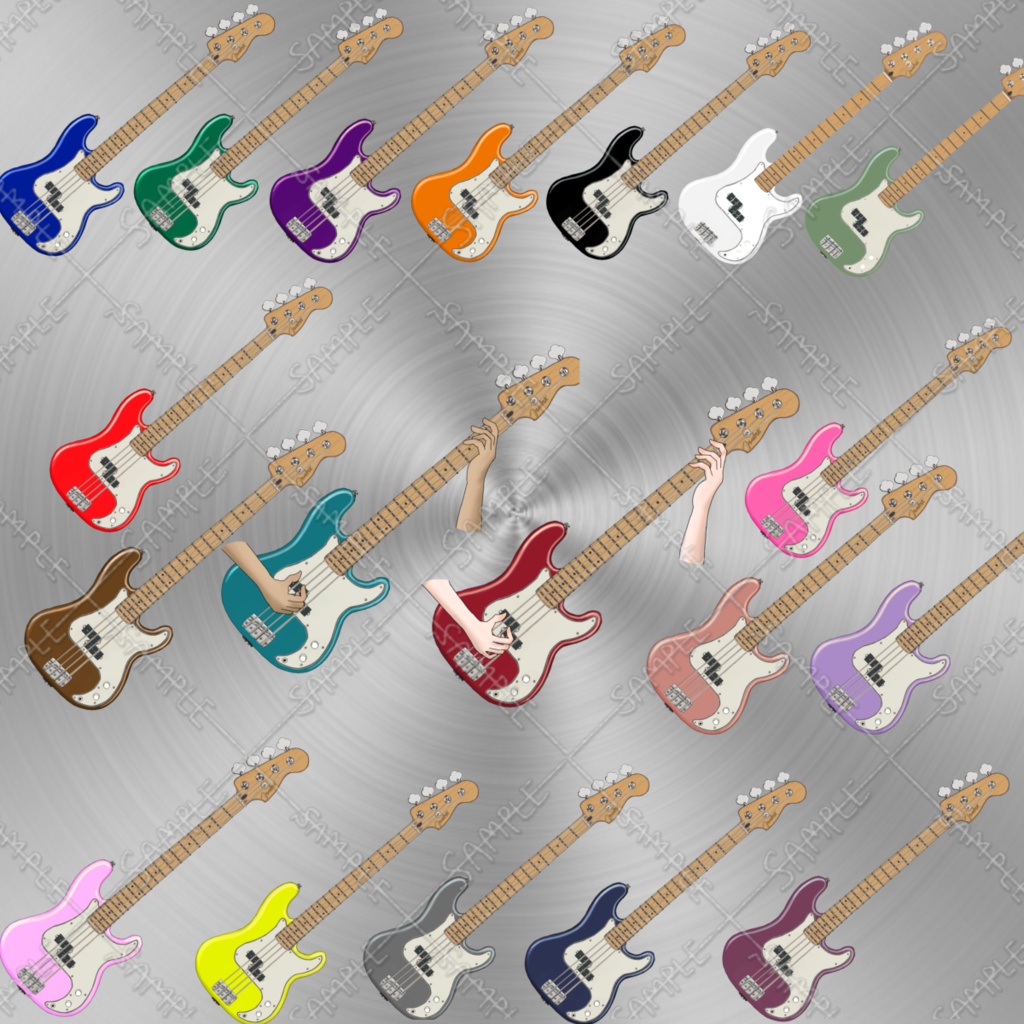 ベース素材20色セット 手付き