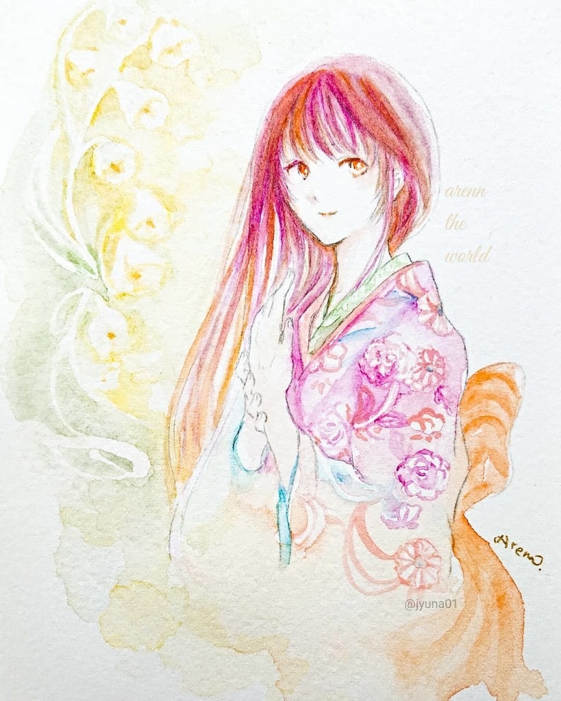 ドローイング ) すずらんと着物