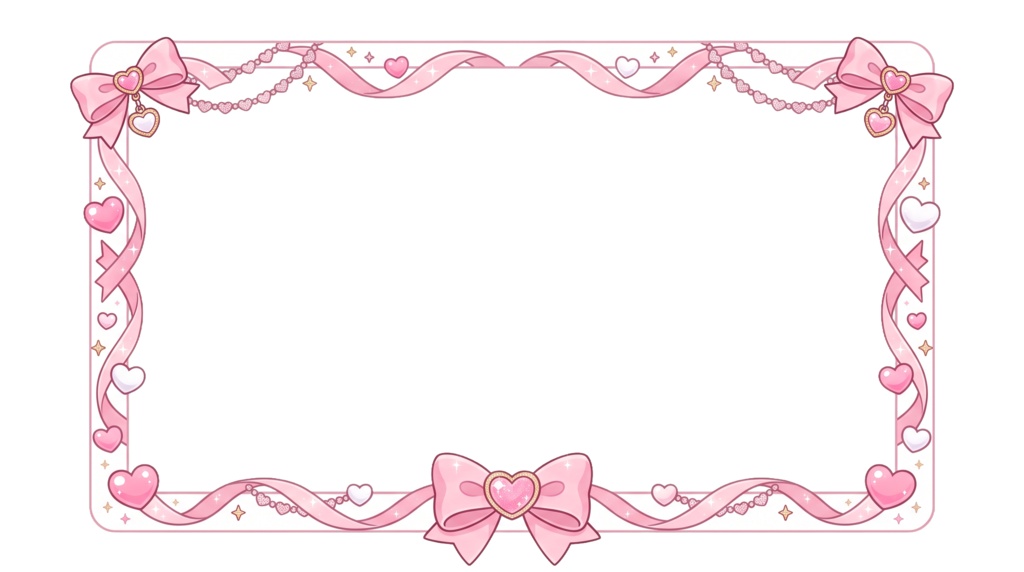 【10色セット/無料あり】ハートとリボンのキュートな配信画面カメラ枠【VTuber/実写/PICO LAY】