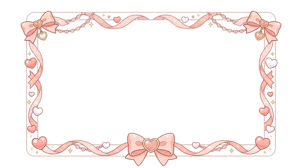 【10色セット/無料あり】ハートとリボンのキュートな配信画面カメラ枠【VTuber/実写/PICO LAY】