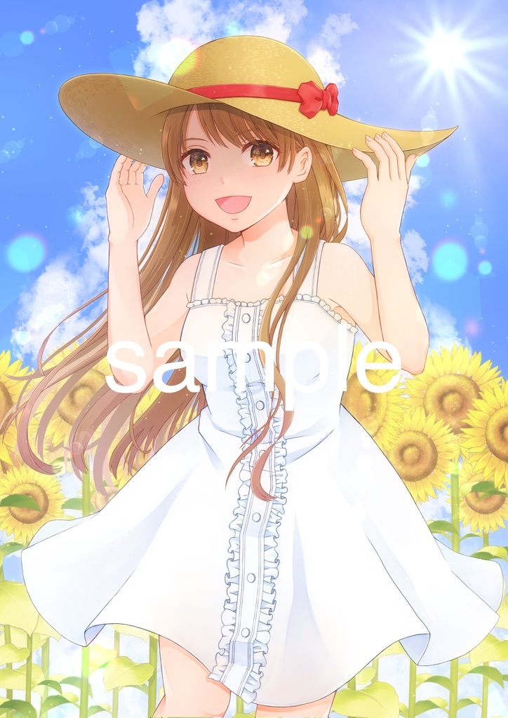 *ポストカード*ひまわりと女の子