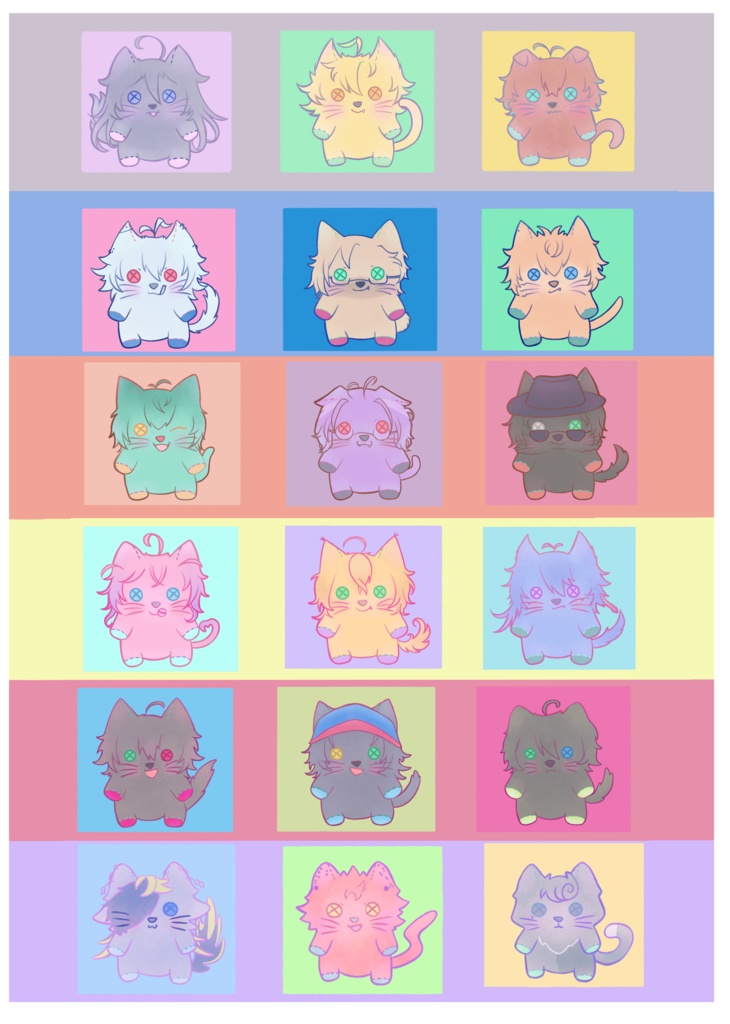 猫ぬいぐるみ風シール