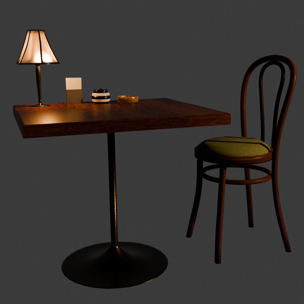 【3Dモデル】レトロな机と椅子のセット