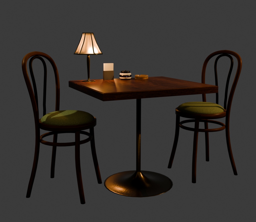 【3Dモデル】喫茶店レトロな机と椅子のセット