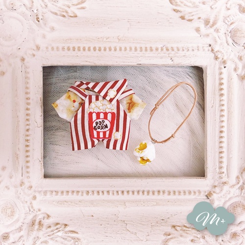 10cmぬいぐるみ用 ポップコーン サロペットSET