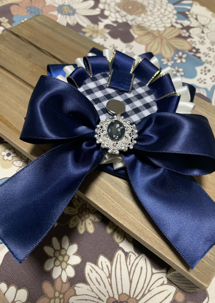 ★ロゼット ネイビー×白 (缶バッジサイズ:56mm)