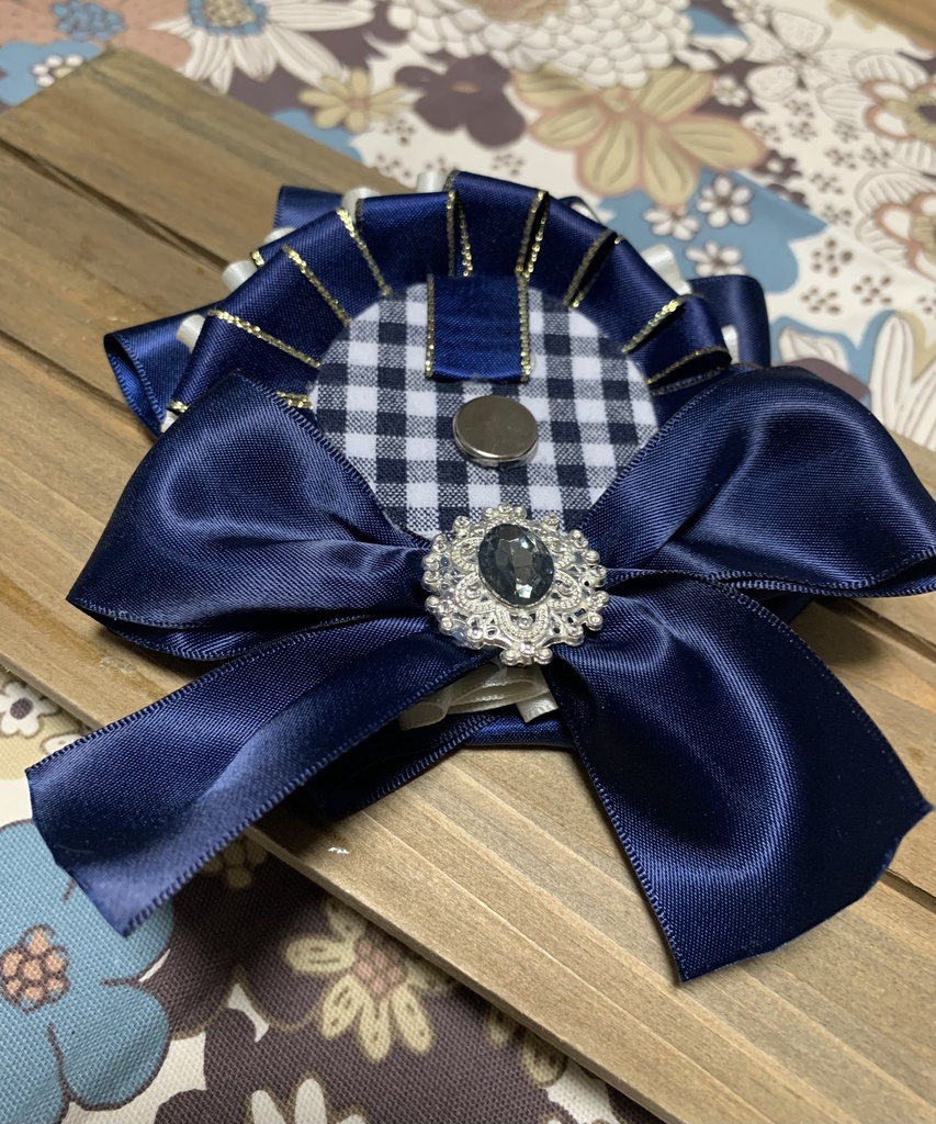 ★ロゼット ネイビー×白 (缶バッジサイズ:56mm)