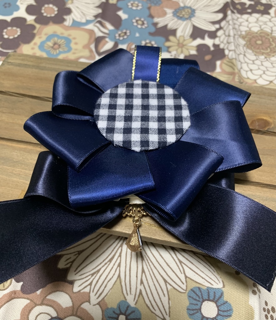 ★ロゼット ネイビー×白(缶バッチサイズ:56mm)