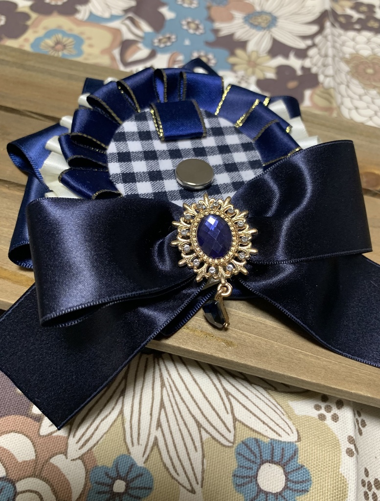 ★ロゼット ネイビー×白(缶バッチサイズ:56mm)