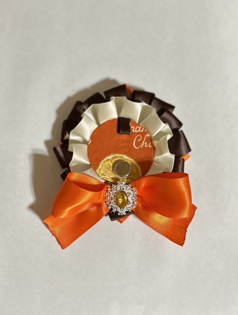 ★ロゼットオレンジ×茶色(缶バッジ:56mm)