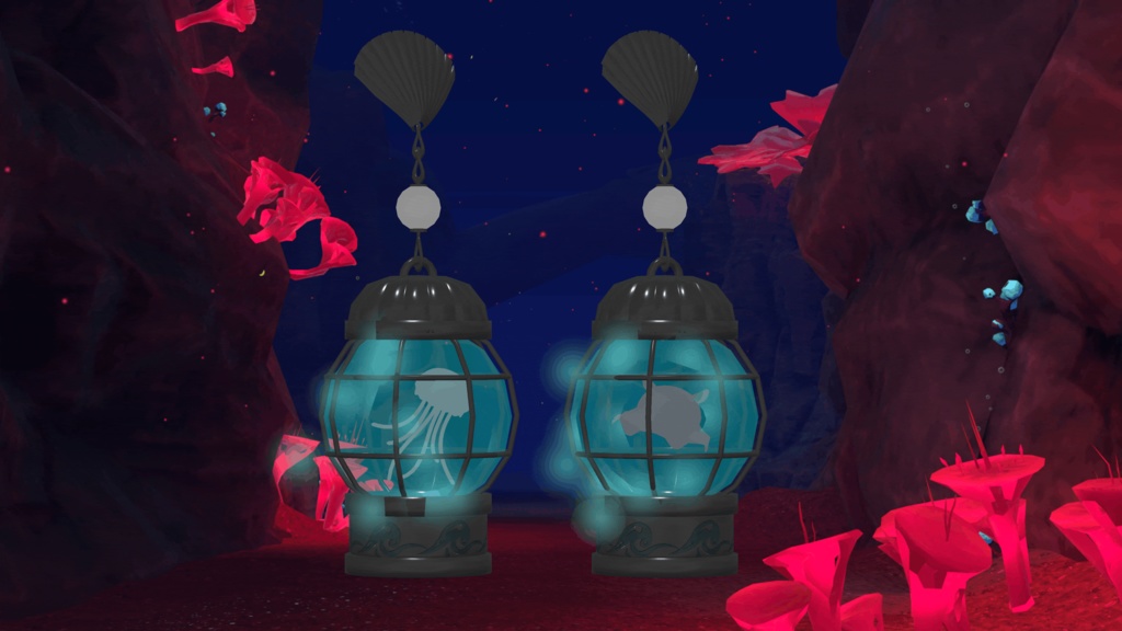 【アニメーション付き】揺れる水面の鳥籠ピアス【8アバター調整済み!】