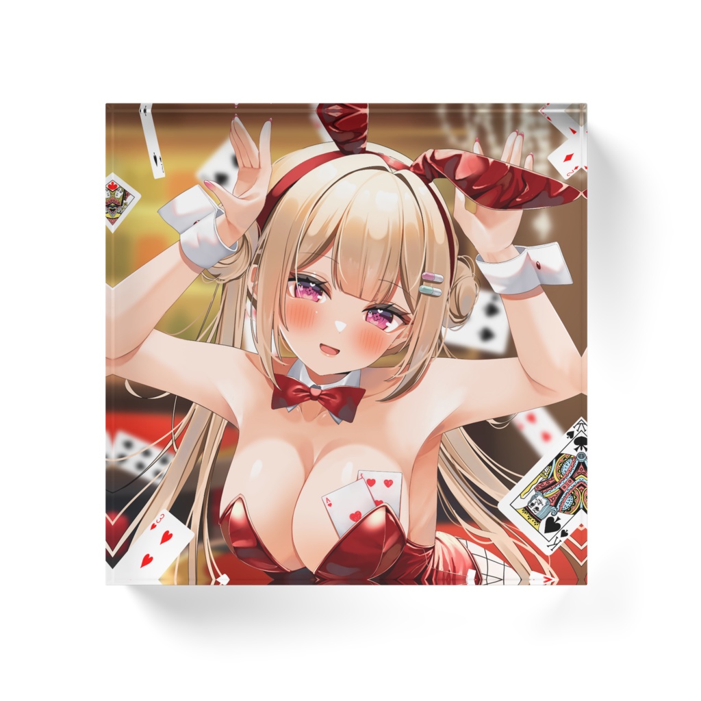 赤バニーアクリルブロック(正方形)👯♀️🩷