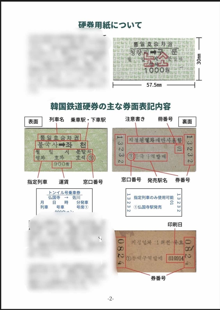 韓国鉄道硬券集