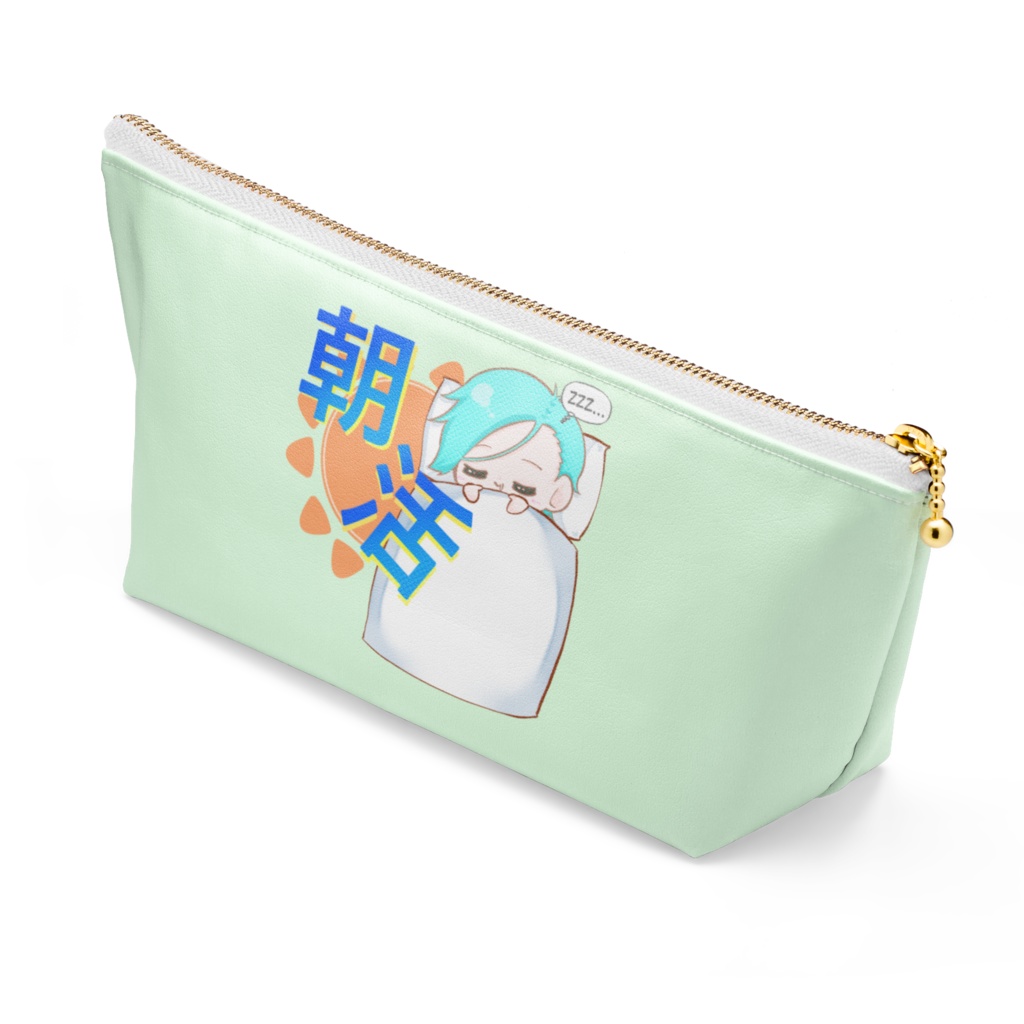 【葵叶社長】朝活 ポーチ - 長さ21.5cm / 高さ10cm - ホワイト