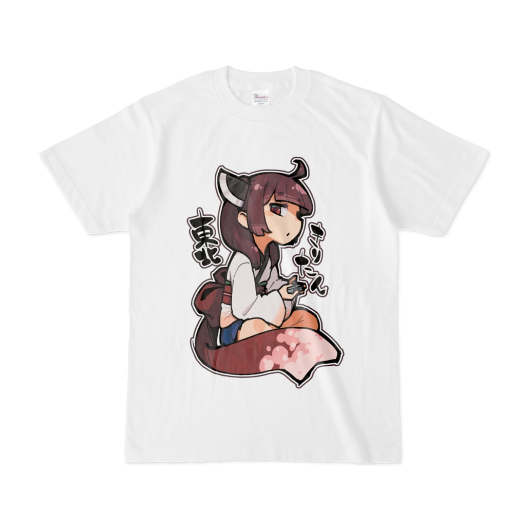 ゲームをする東北きりたんTシャツ