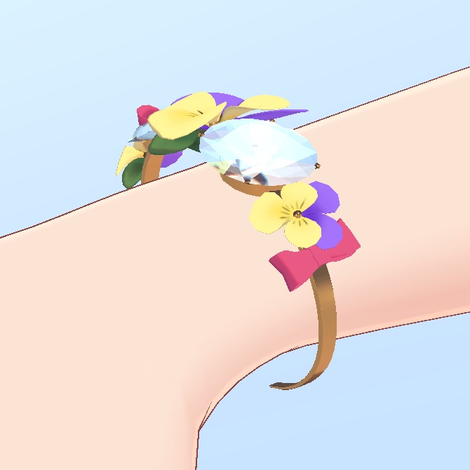 ビオラとリボンのブレスレット