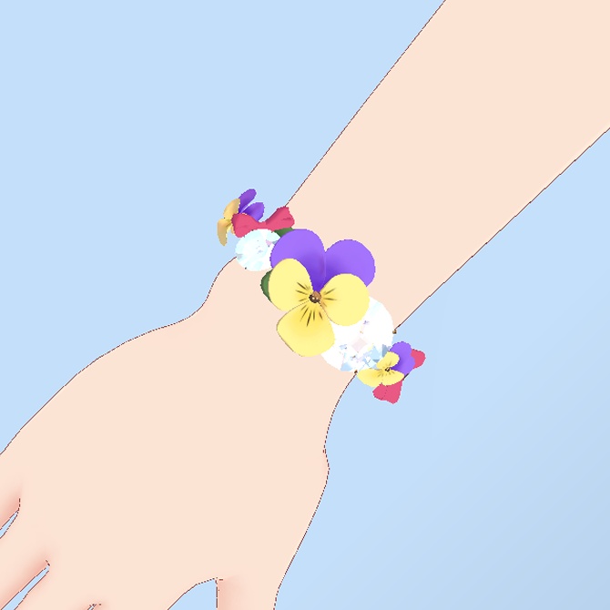 ビオラとリボンのブレスレット