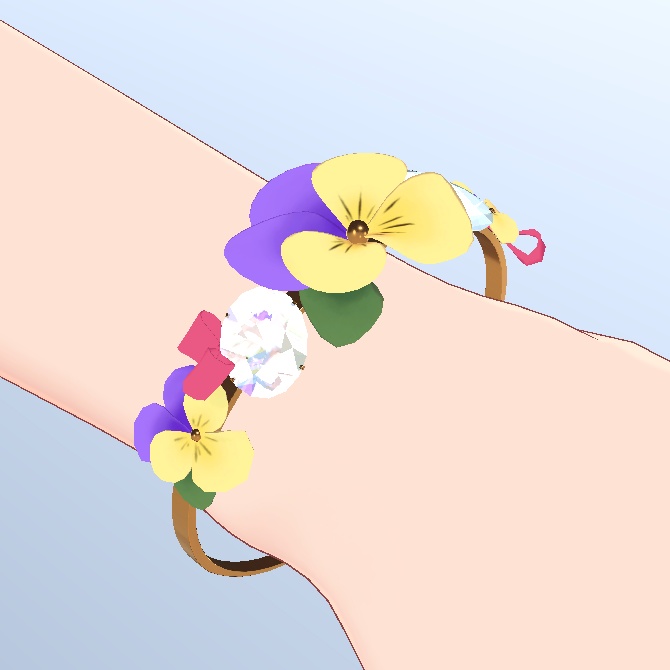 ビオラとリボンのブレスレット