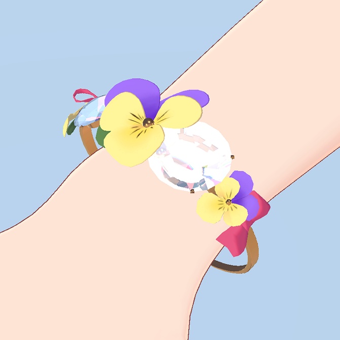 ビオラとリボンのブレスレット