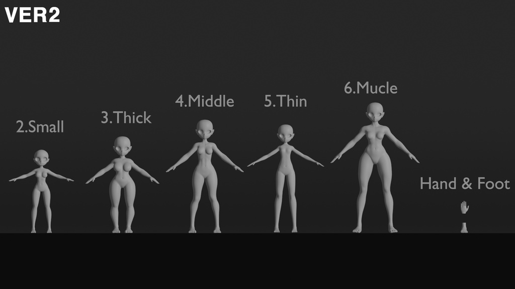 Stylized Anime girl base mesh model pack (V1 & V2)