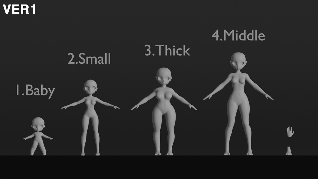 Stylized Anime girl base mesh model pack (V1 & V2)