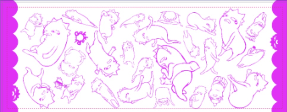 フェイスタオル【ガッカリゆじ散らし柄】白地(ベージュグレー/パープル/ピンク)/