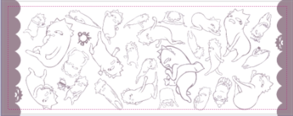 フェイスタオル【ガッカリゆじ散らし柄】白地(ベージュグレー/パープル/ピンク)/