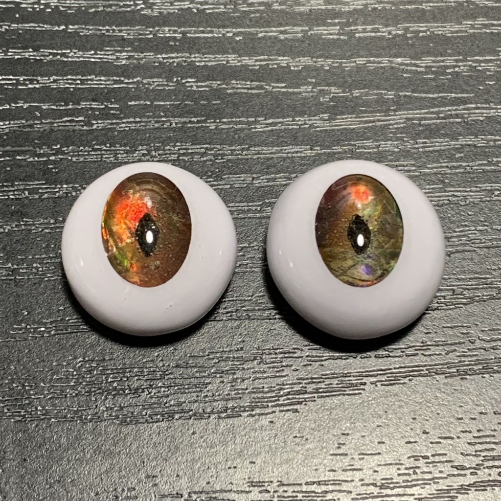 鉱物アイ【アンモライト】直径21/楕円虹彩14:10mm黒雲母瞳孔