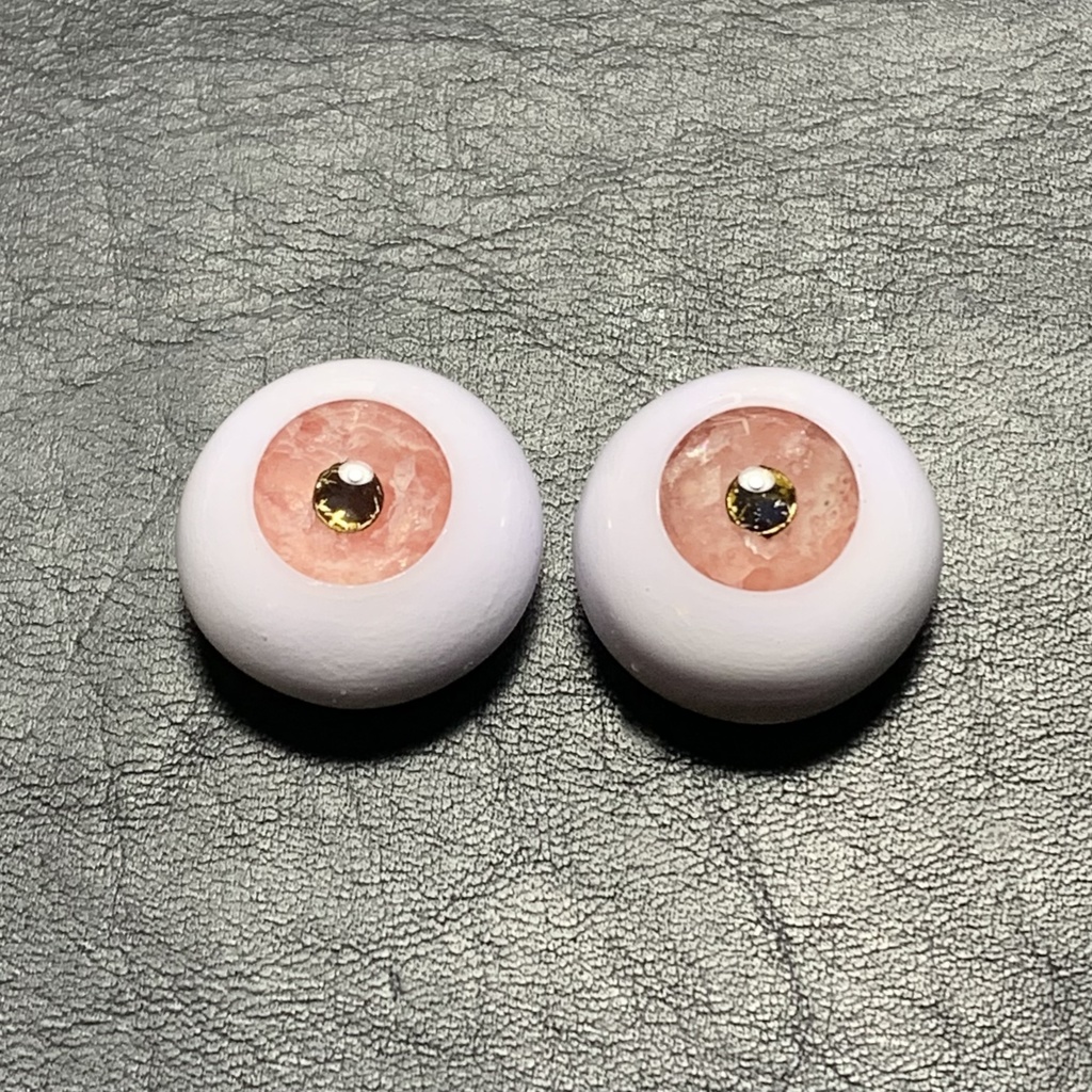 鉱物アイ【ロードクロサイト】18/10mm黒雲母瞳孔