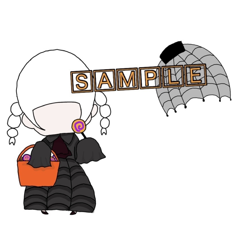 【ハロウィン素材】顔なしミニHalloween ミニキャラセット|オリジナルイラスト・デジタル素材