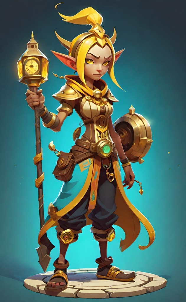 Elf Warrior with Lantern Staff