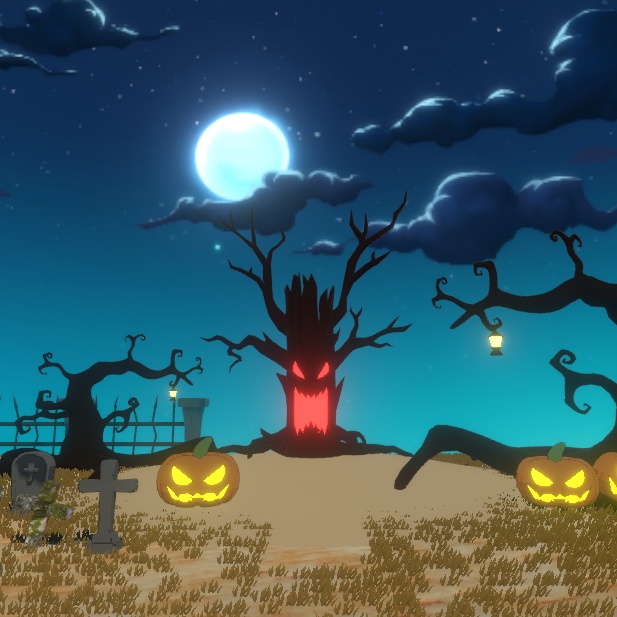 【無料版あり】ハロウィン墓地3Dアセットパック