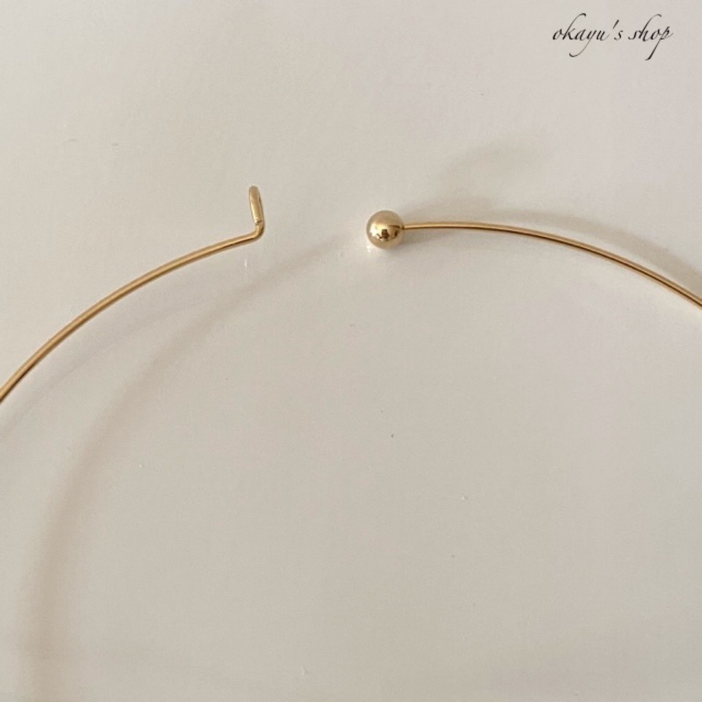 リボン ワイヤー チョーカー ゴールド レディース 真鍮 18kgp