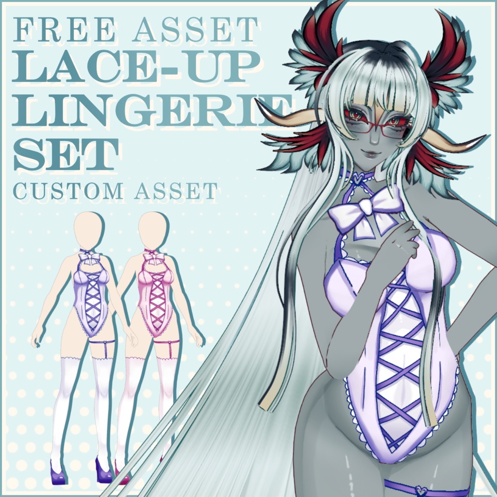 [FREE] VRoid Lace-up Lingerie Outfit Set