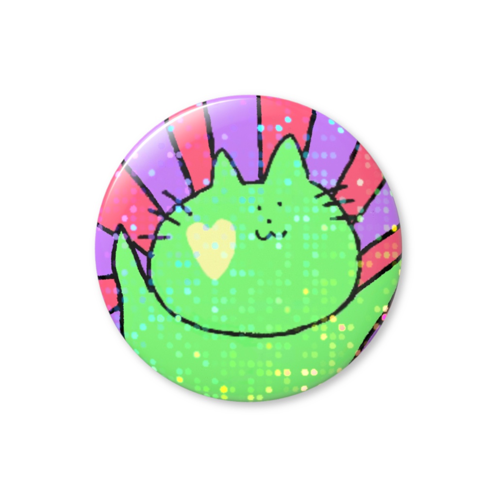 みどりねこ キラキラ缶バッジ