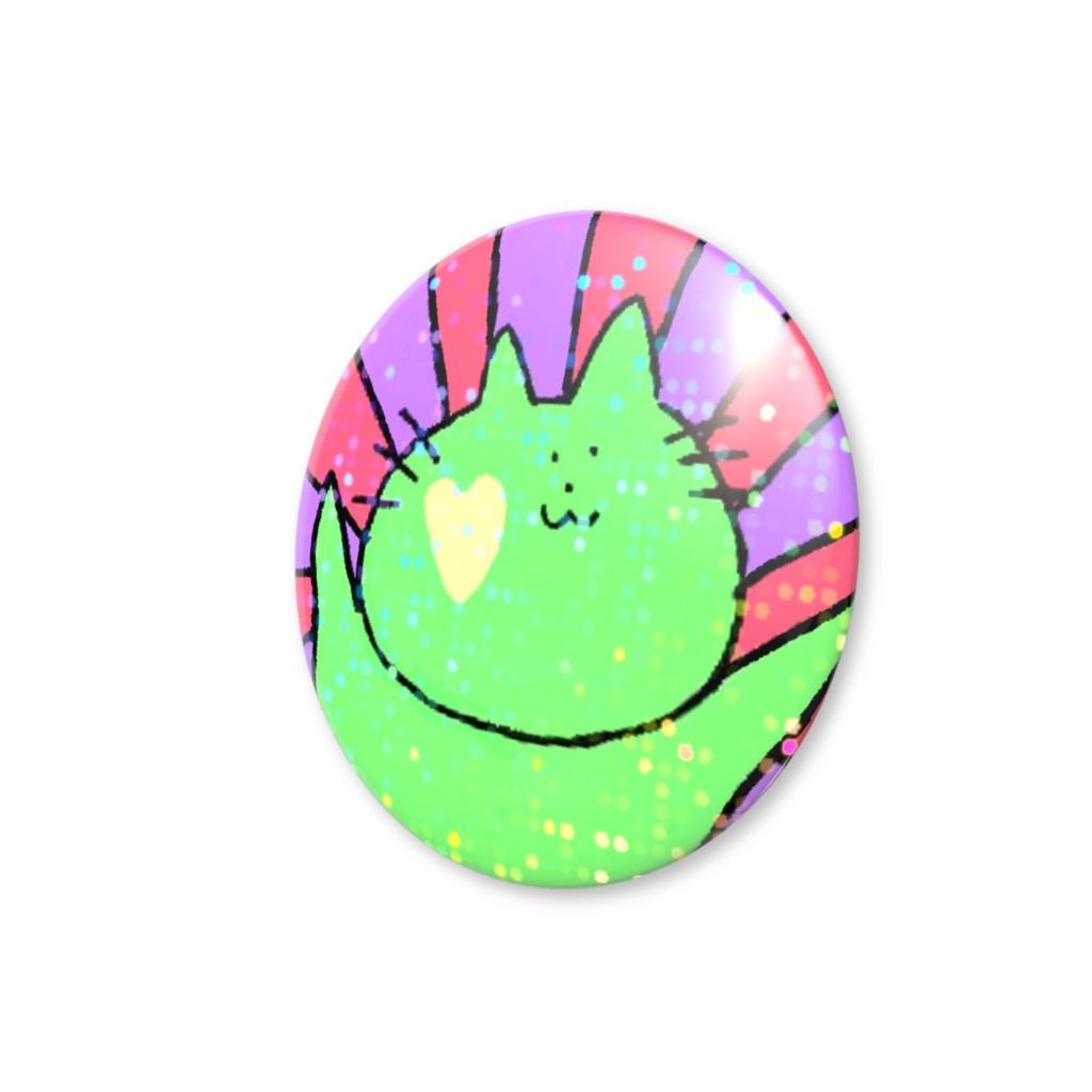 みどりねこ キラキラ缶バッジ