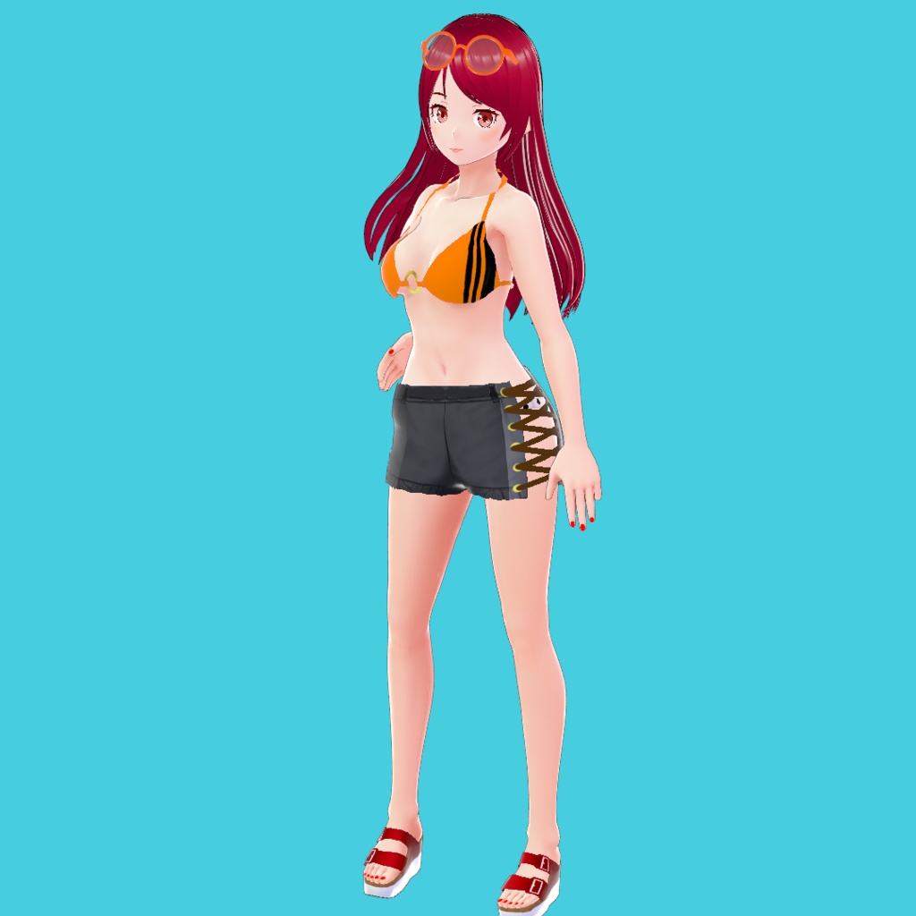 夏美(2022年夏バージョン)【オリジナル3Dモデル(VRM)+VRoid Studio用衣装テキスチャ付】