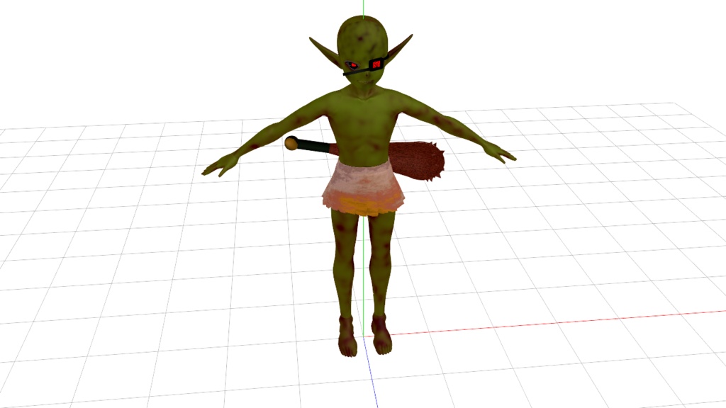 棍棒を持ったゴブリン【オリジナル3Dモデル(VRM・MMD)】